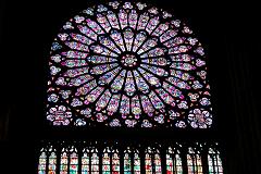 
Paris Notre Dame North Rose Window Centre Has Virgin Mary and Christ Child
